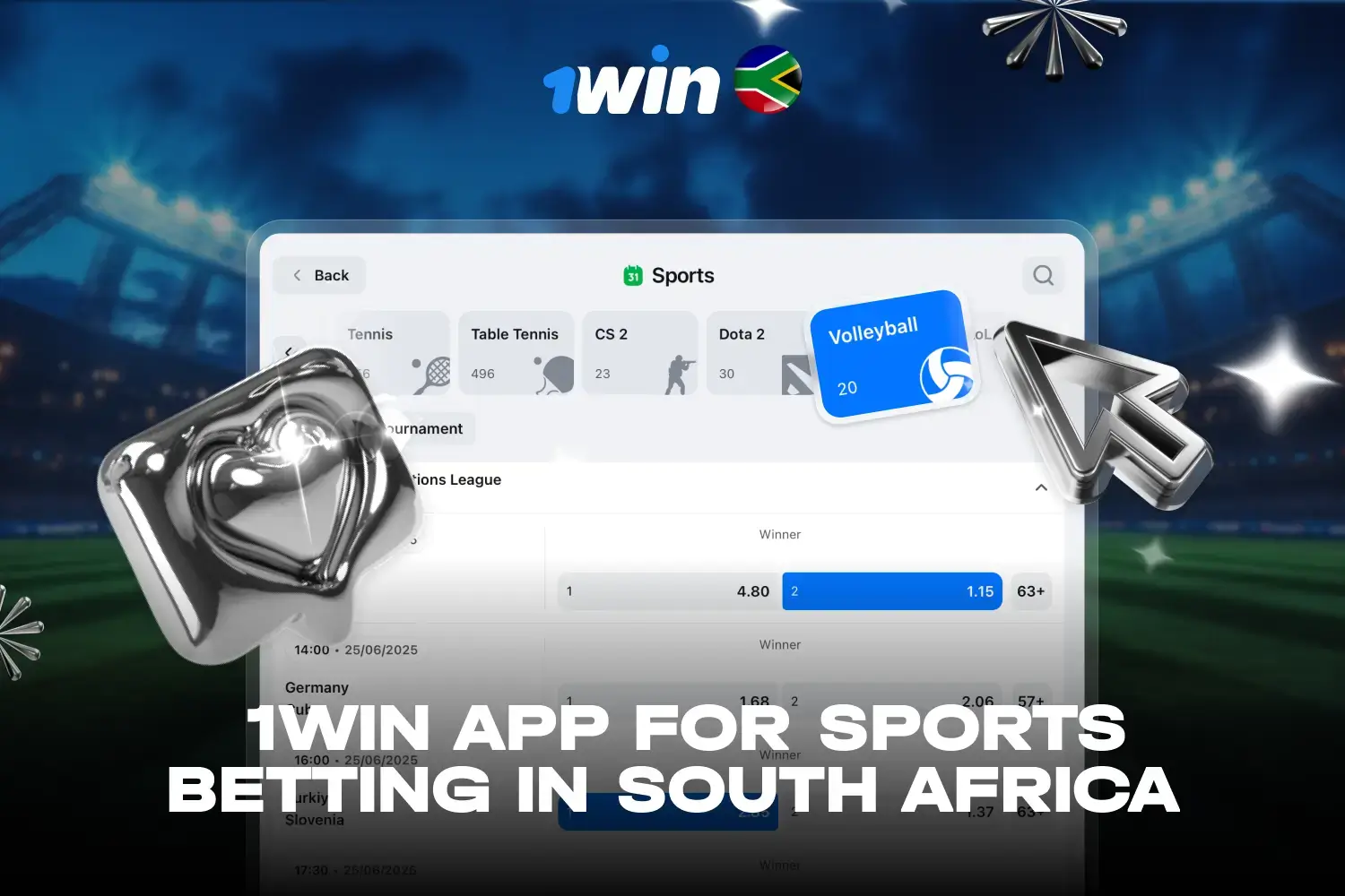 official 1win mobile application for South Africa